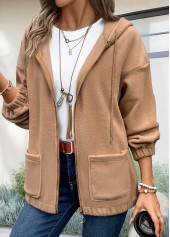 Light Coffee Long Sleeve Plush Hoodie