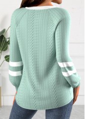 Textured Fabric Green Long Sleeve Round Neck Sweatshirt