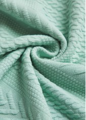 Textured Fabric Green Long Sleeve Round Neck Sweatshirt