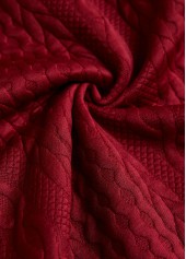 Tribal Print Patchwork Wine Red Long Sleeve Hoodie