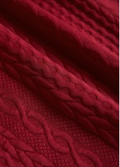 Tribal Print Patchwork Wine Red Long Sleeve Hoodie