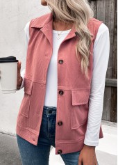 Plus Size Dusty Pink Corduroy Waistcoat