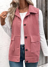 Plus Size Dusty Pink Corduroy Waistcoat
