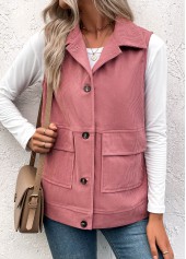 Plus Size Dusty Pink Corduroy Waistcoat