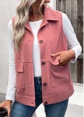 Plus Size Dusty Pink Corduroy Waistcoat