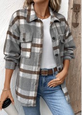 Plaid Tummy Coverage Grey Long Sleeve Coat