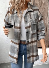 Plaid Tummy Coverage Grey Long Sleeve Coat