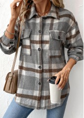 Plaid Tummy Coverage Grey Long Sleeve Coat