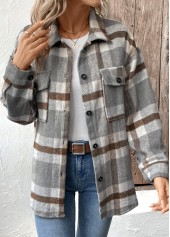 Plaid Tummy Coverage Grey Long Sleeve Coat