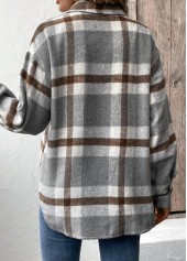 Plaid Tummy Coverage Grey Long Sleeve Coat