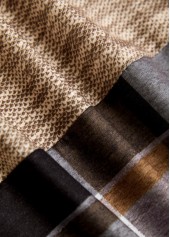 Plaid Patchwork Dark Coffee Long Sleeve Hoodie