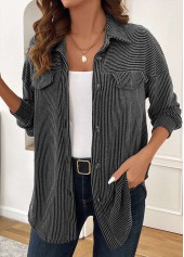 Patchwork Grey Long Sleeve Turn Down Collar Coat