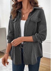 Patchwork Grey Long Sleeve Turn Down Collar Coat