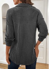 Patchwork Grey Long Sleeve Turn Down Collar Coat