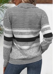 Black Plus Size Circular Ring Striped Long Sleeve Sweatshirt