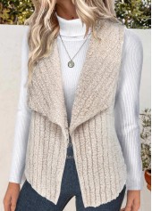 Plush Light Camel Sleeveless Turn Down Collar Waistcoat