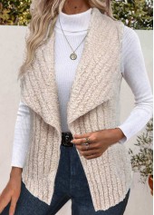 Plush Light Camel Sleeveless Turn Down Collar Waistcoat