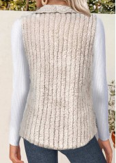 Plush Light Camel Sleeveless Turn Down Collar Waistcoat