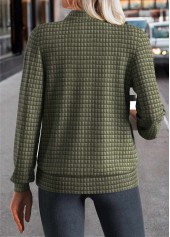 Jacquard Olive Green Long Sleeve Stand Collar Jacket