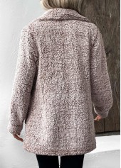 Button Gray Brown Long Sleeve Turn Down Collar Coat