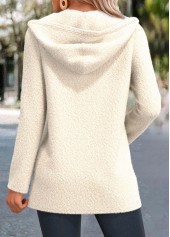 Leopard Patchwork White Long Sleeve Hooded Coat