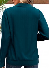 Multi Stripe Print Patchwork Turquoise Long Sleeve Sweatshirt