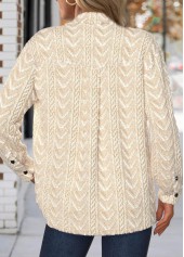 Button Beige Long Sleeve Turn Down Collar Jacket