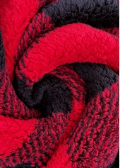 Plaid Patchwork Red Sleeveless Hooded Waistcoat