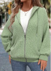 Sage Green Long Sleeve Zipper Hoodie