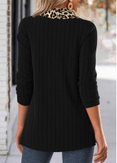 Leopard Tassel Black Long Sleeve T Shirt