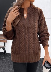 Long Sleeve Split Dark Coffee Sweater