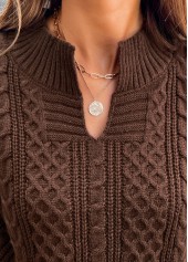 Long Sleeve Split Dark Coffee Sweater