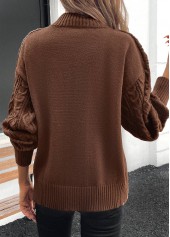 Long Sleeve Split Dark Coffee Sweater
