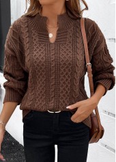 Long Sleeve Split Dark Coffee Sweater