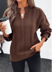 Long Sleeve Split Dark Coffee Sweater