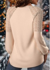 Christmas Lace Skin Color Long Sleeve Round Neck Sweatshirt