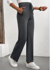 Drawstring Drawastring Grey High Waisted Pants