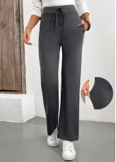 Drawstring Drawastring Grey High Waisted Pants