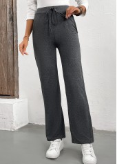 Drawstring Drawastring Grey High Waisted Pants