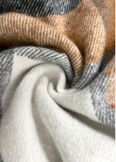 Plaid Drawstring Dark Coffee Long Sleeve Hooded Shirt