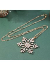 Christmas Golden Alloy Snowflake Design Necklace