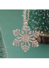 Christmas Golden Alloy Snowflake Design Necklace