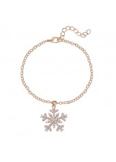 Christmas Golden Alloy Snowflake Design Necklace