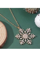Christmas Golden Alloy Snowflake Design Necklace