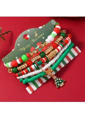 Christmas Beaded Multi Color Alloy Bracelet Set