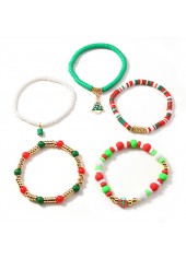 Christmas Beaded Multi Color Alloy Bracelet Set