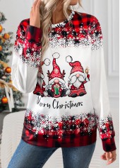 Christmas Santa Claus Print Tummy Coverage Red T Shirt