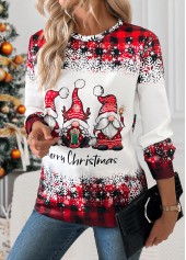 Christmas Santa Claus Print Tummy Coverage Red T Shirt