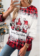 Christmas Santa Claus Print Tummy Coverage Red T Shirt