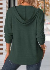 Blackish Green Long Sleeve Button Hoodie